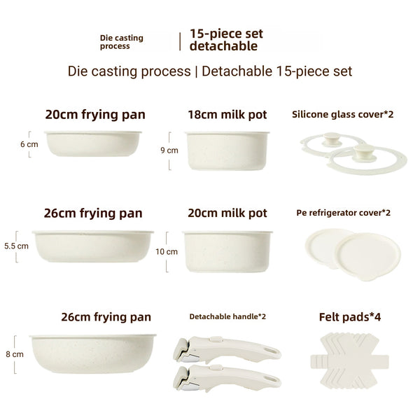 Detachable handle cooking pot set