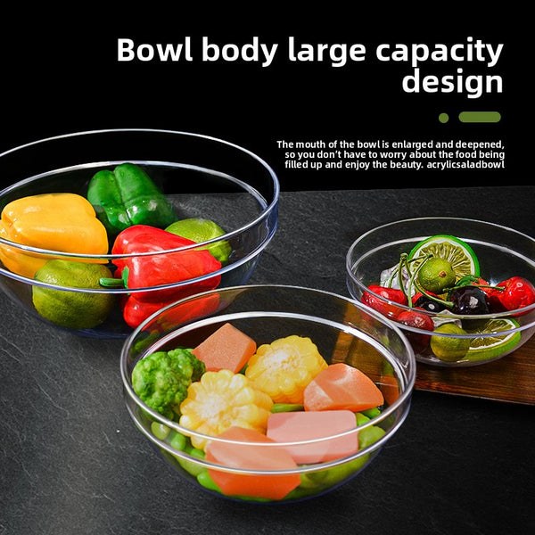 Large transparent thickened PC salad bowl
