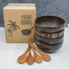 Natural Coconut Shell Bowl Set with Wooden Spoon