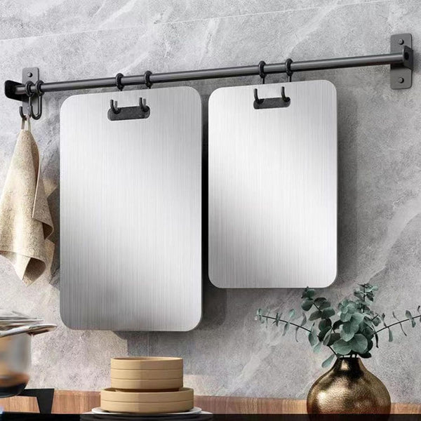 Double-Sided Stainless Steel Kitchen Cutting Board with Round Holes