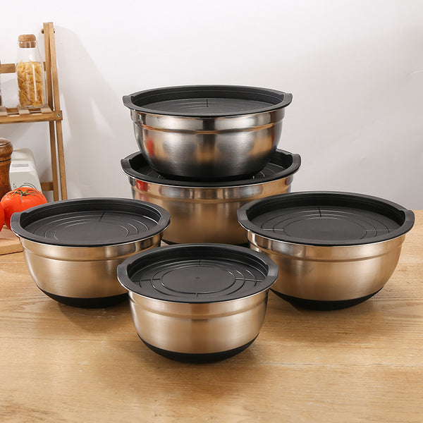 Stainless Steel Mixing Bowl with Silicone Base and Measurement Marks