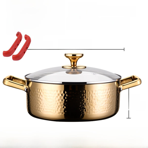 Stainless steel double-handle pot for small hot pot
