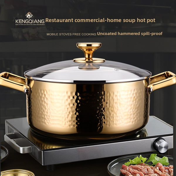 Stainless steel double-handle pot for small hot pot