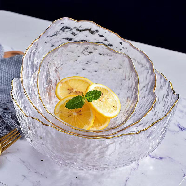 Irregular transparent colored glass bowl