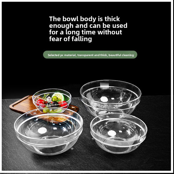 Large transparent thickened PC salad bowl