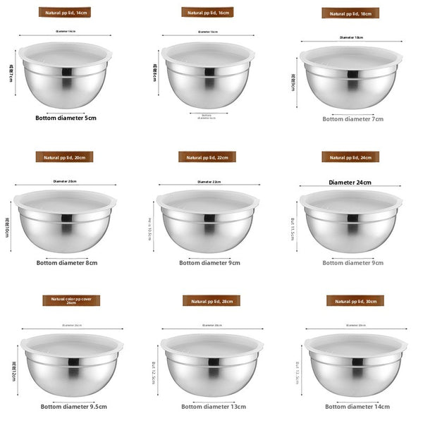 Stainless Steel Mixing Bowl with Silicone Base and Measurement Marks
