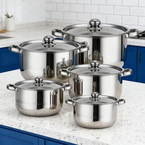 Stainless Steel Cooking Pot Set with Steel Lid