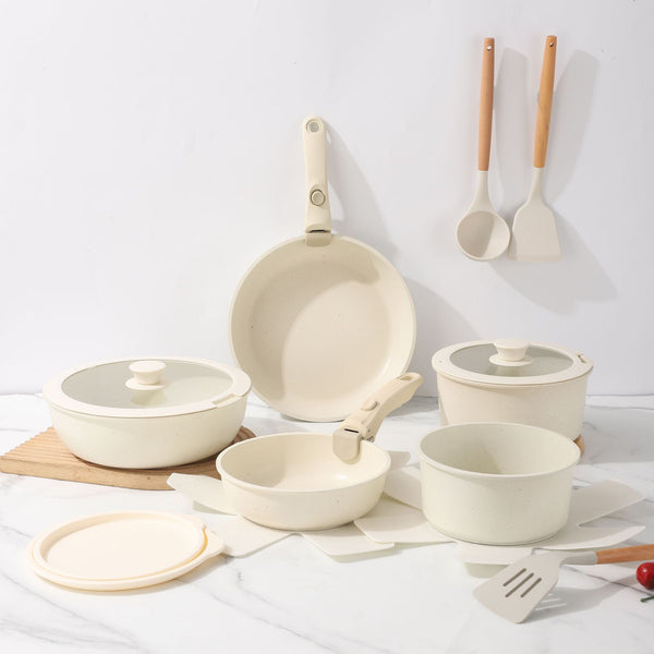 Detachable handle cooking pot set