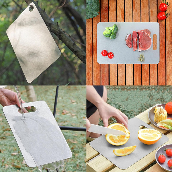 Double-Sided Stainless Steel Kitchen Cutting Board with Round Holes