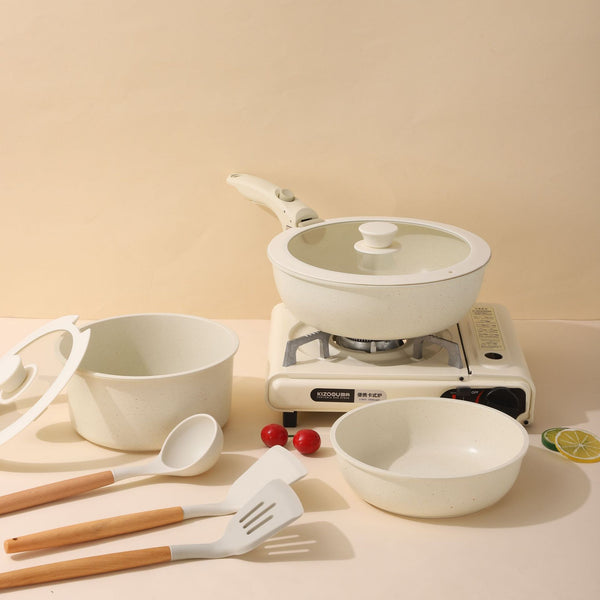 Detachable handle cooking pot set