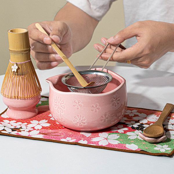 Floral Spout Matcha Bowl Ceramic Tea Set
