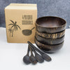 Natural Coconut Shell Bowl Set with Wooden Spoon