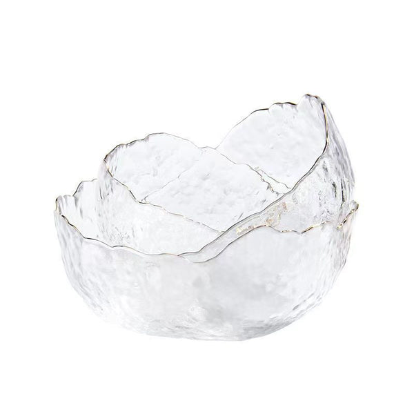 Irregular transparent colored glass bowl