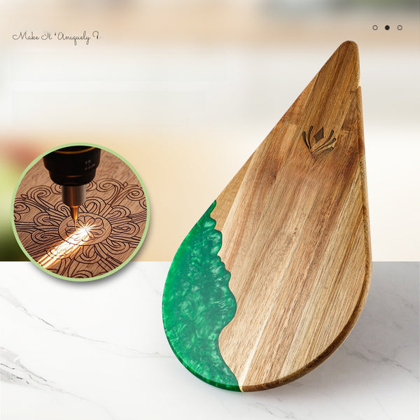 Acacia Wood Resin Cutting Board Pine Nut Shape Kitchen Chopping Board
