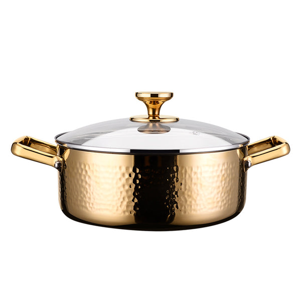 Stainless steel double-handle pot for small hot pot
