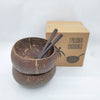 Natural Coconut Shell Bowl Set with Wooden Spoon