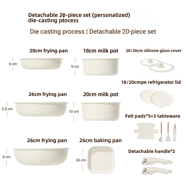 Detachable handle cooking pot set