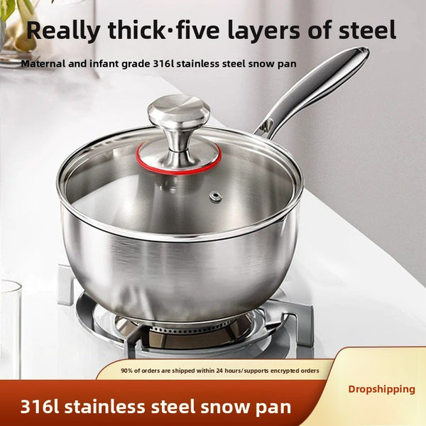 Thickened 316 Stainless Steel Milk Pot with Lid and Steamer