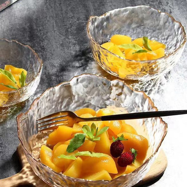 Irregular transparent colored glass bowl