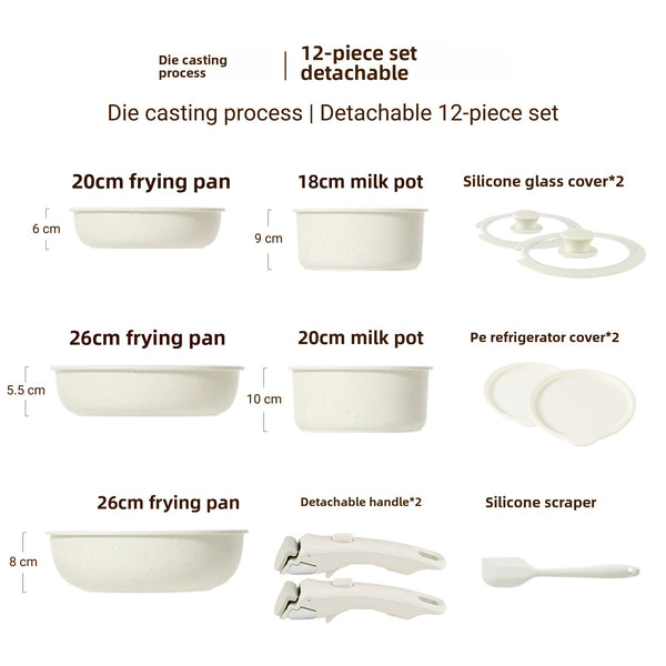 Detachable handle cooking pot set