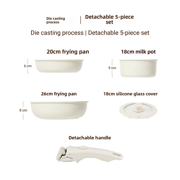 Detachable handle cooking pot set