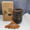 Natural Coconut Shell Bowl Set with Wooden Spoon