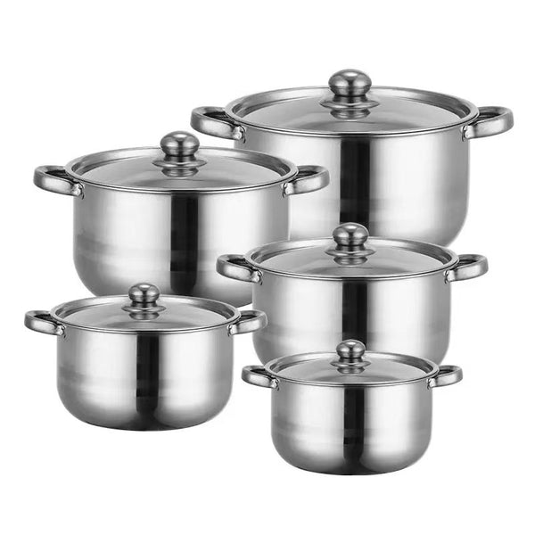 Stainless Steel Cooking Pot Set with Steel Lid