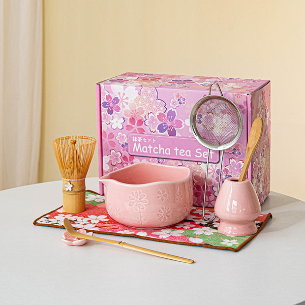 Floral Spout Matcha Bowl Ceramic Tea Set