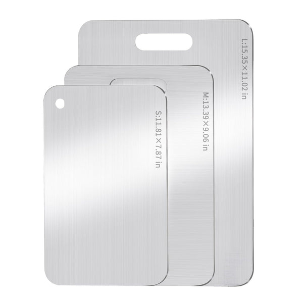 Double-Sided Stainless Steel Kitchen Cutting Board with Round Holes