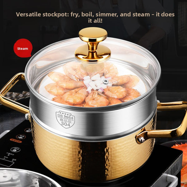Stainless steel double-handle pot for small hot pot