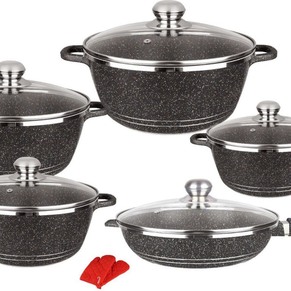 Marble 12-Piece Non-Stick Aluminum Pot Set