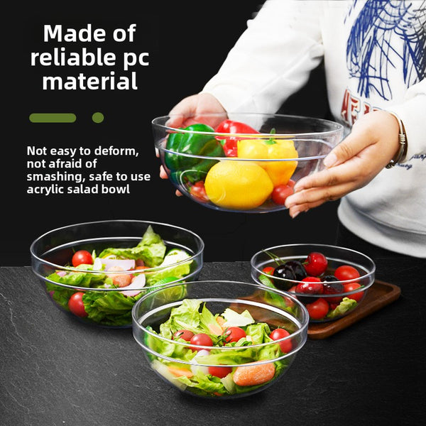 Large transparent thickened PC salad bowl